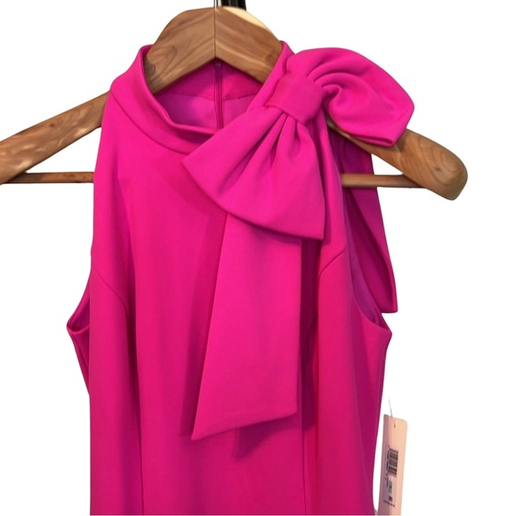 Eliza J NWT Size 8 Hot Pink Midi Dress Big Bow (0104) - Picture 2 of 10